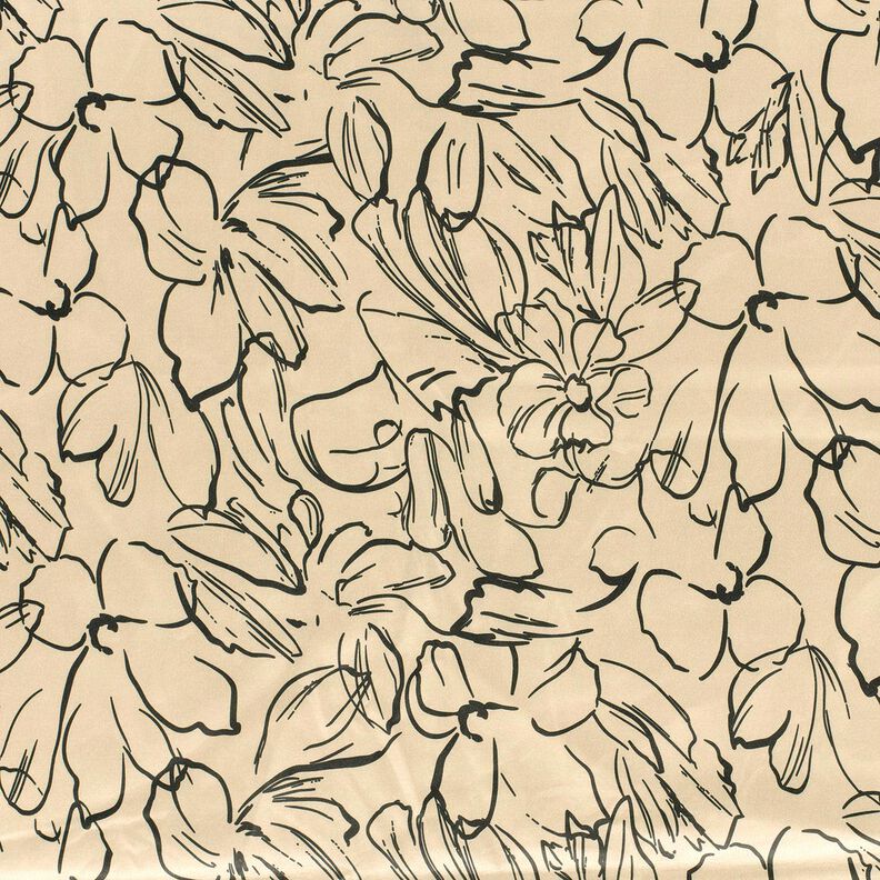 Schetsen van bloemen van rekbaar velours – zand/zwart, image number 1