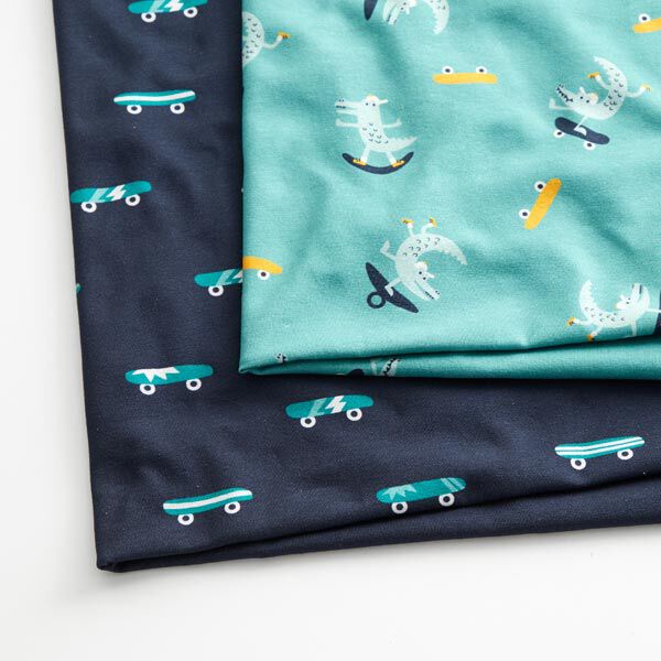 Katoenjersey skate krokodil | PETIT CITRON – mint, image number 3