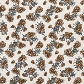 Decostof Canvas Dennenappels – natuur/donkerbruin, 
