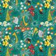 Decostof Canvas Jungle – petroleum/geel,  thumbnail number 1