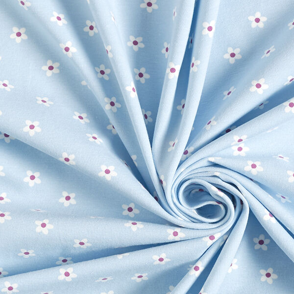 Katoenjersey Schattige bloemetjes – babyblauw, image number 3