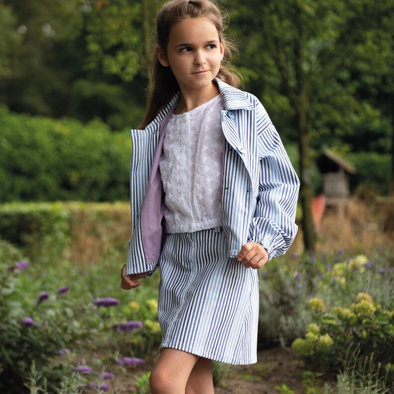 Denim Katoenmix Strepen| Poppy Fabrics – jeansblauw/ecru,  image number 5