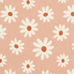 Katoenmix Jersey Bloemetjes – licht oudroze, 