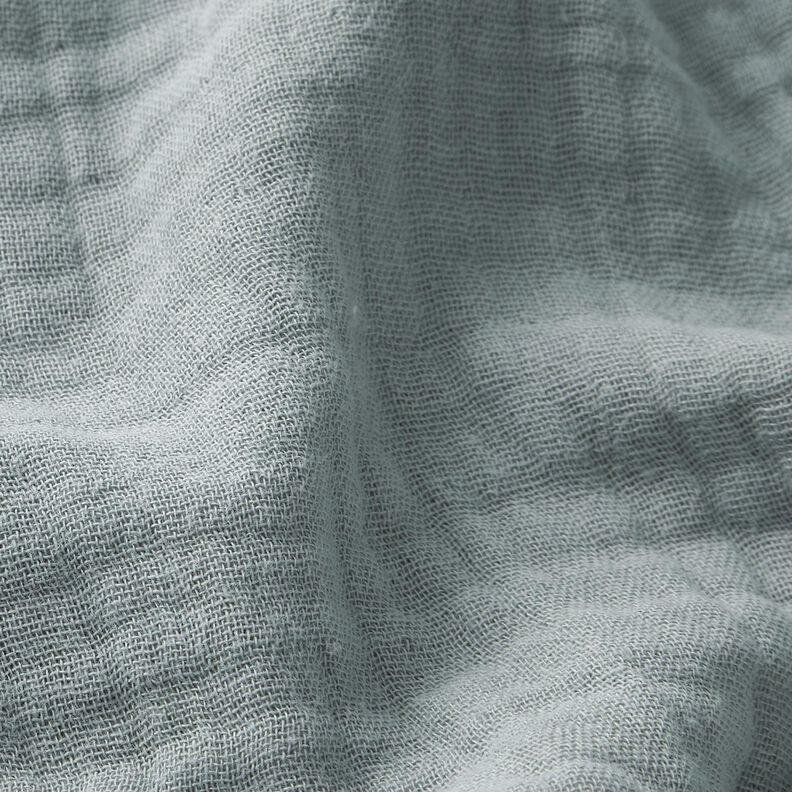 Drielaagse katoenen mousseline Effen – olifantgrijs,  image number 2