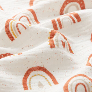 Mousseline/dubbel gehaakte stoffen Regenbogen – wit/terracotta, 
