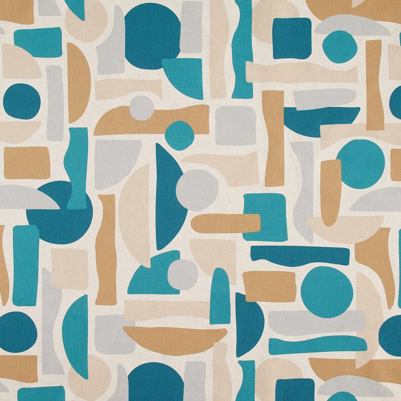 Decostof Half panama abstracte vormen – natuur/petroleum, image number 1