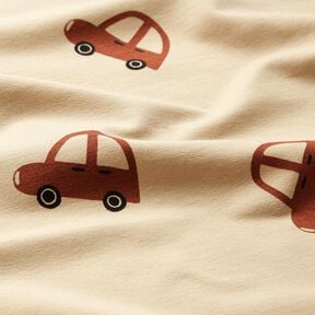 French Terry sommersweat grote retro auto's &ndash; creme, 