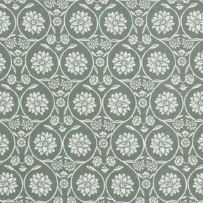 Katoenen stof Cretonne Bloemen en ranken – riet/wit, 