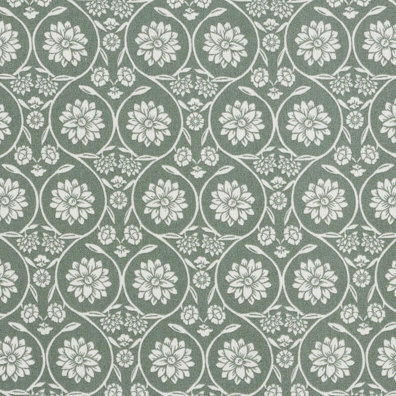 Katoenen stof Cretonne Bloemen en ranken – riet/wit,  image number 1
