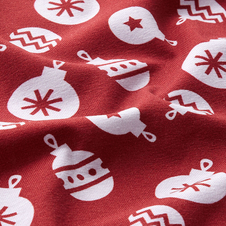 Katoenjersey kerstballen – karmijnrood,  image number 2