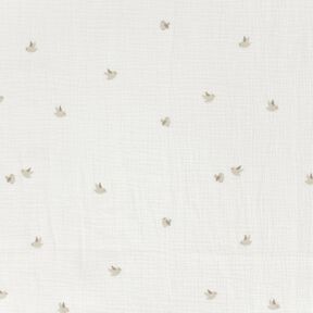 Mousseline/dubbel gehaakte stoffen kleine vogels – ecru/natuur, 