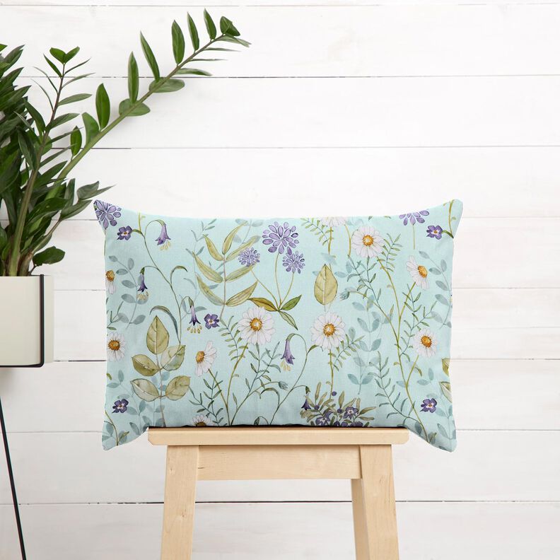 Katoenen stof Popeline Wilde bloemen – licht mint/lavendel,  image number 6
