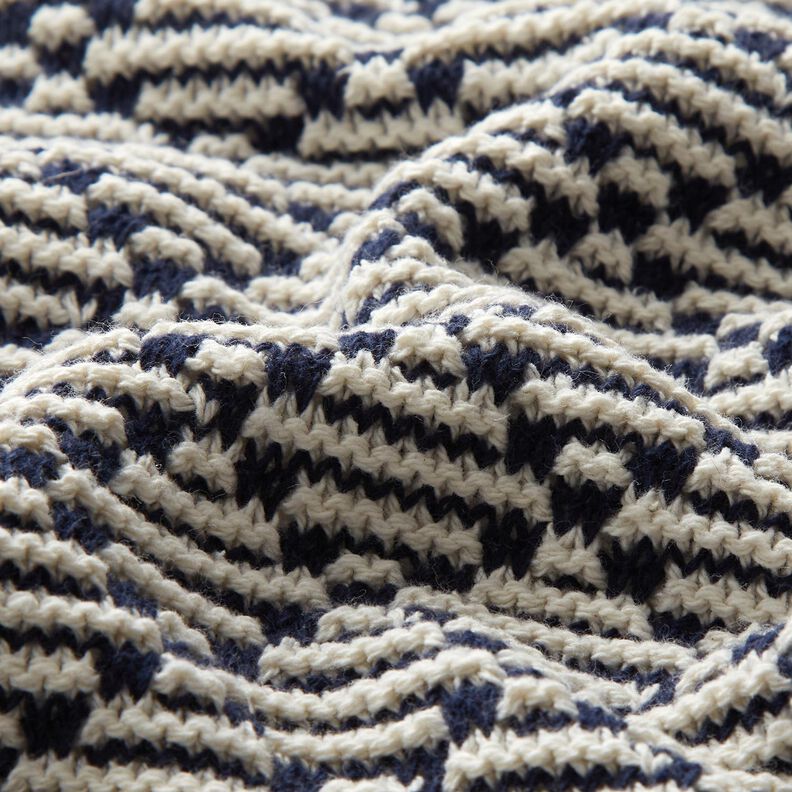 Grofgebreid katoen ruiten – wit/marineblauw,  image number 2