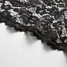 Kanten stof met golvende rand met bloesems aan beide zijden – zwart,  thumbnail number 6