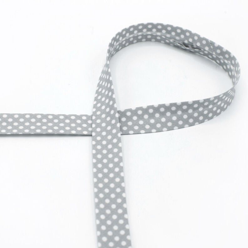 Biasband Stippen [18 mm] – lichtgrijs,  image number 2