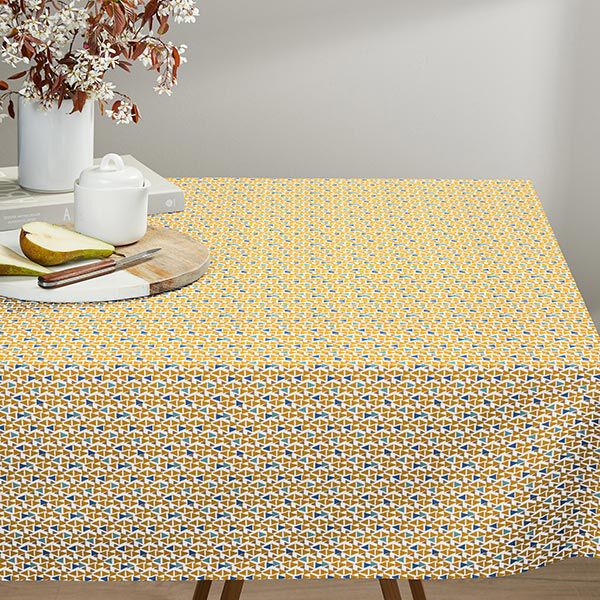 Katoenen stof Cretonne Mini-driehoekjes – wit/currygeel, image number 7