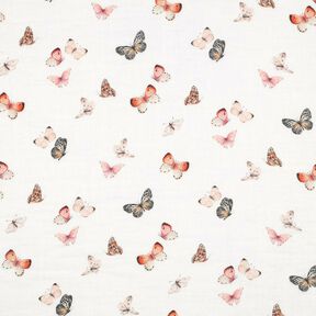 Mousseline/dubbel gehaakte stoffen mooie vlinders Digitaal printen | Poppy Fabrics – ivoor/perzik, 