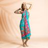 Strandkleding paneel pareo pauwen en bloemen – aquablauw/intens roze,  thumbnail number 7