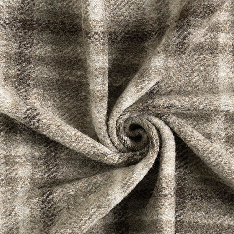 Gebreide mantelstof wolmix geruit – taupe,  image number 3