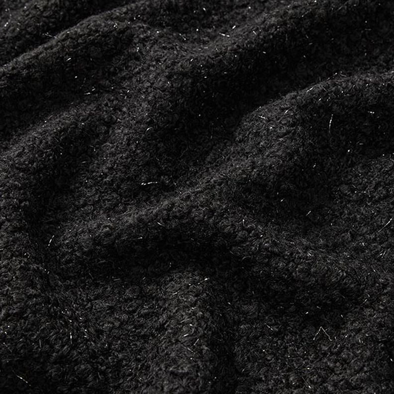Breiwerk bouclé glanzende draden – zwart,  image number 2