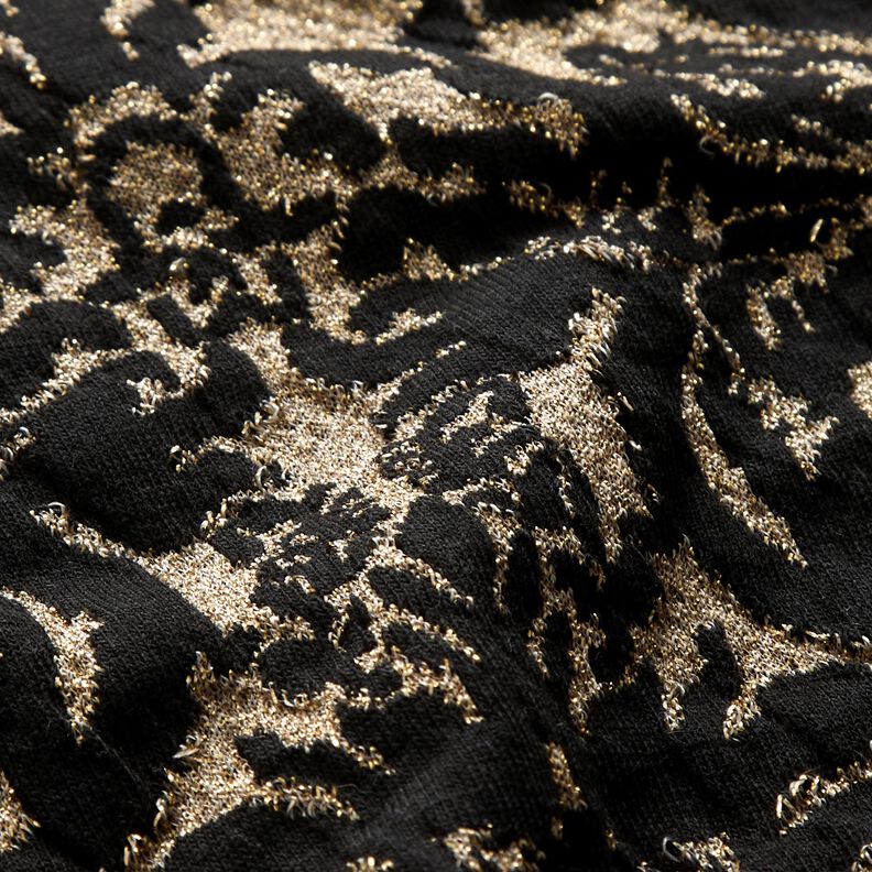 Jacquard jersey ornamenten – goud metallic/zwart,  image number 3