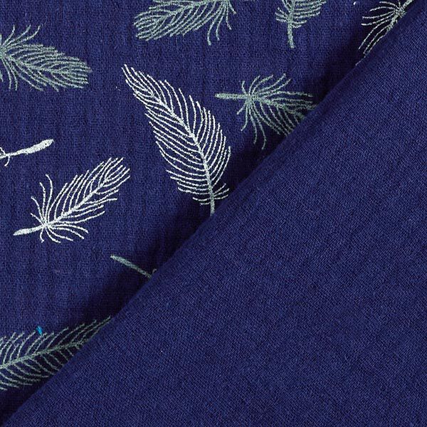 GOTS Mousseline/dubbel gehaakte stoffen Veren | Tula – marineblauw, image number 4