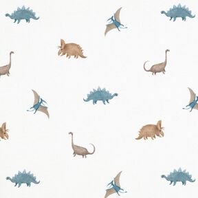 GOTS Katoenjersey vrolijke dinosaurussen Digitaal printen – ivoor, 