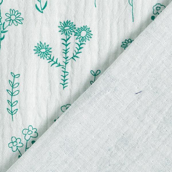 GOTS Mousseline/dubbel gehaakte stoffen Planten | Tula – pastelgroen, image number 4
