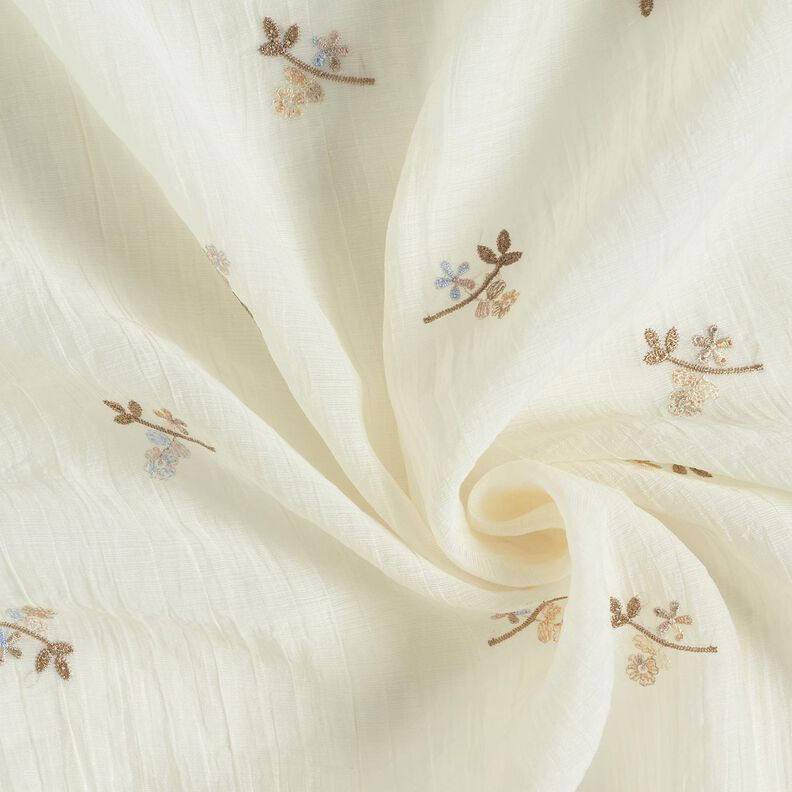 Gekreukt voile bloemenborduursel – ecru/lichtbruin,  image number 3