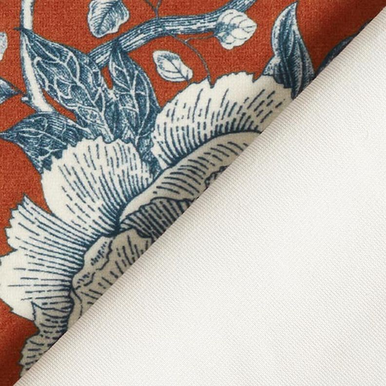 Decoratiefluweel elegante bloemen – terracotta,  image number 5