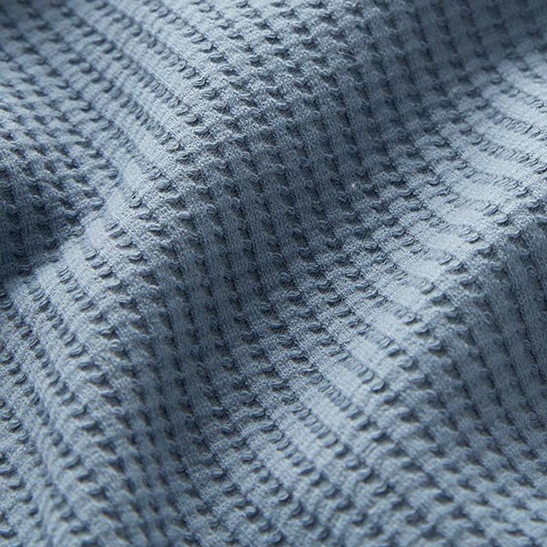 Katoenen wafel jersey effen – jeansblauw,  image number 2