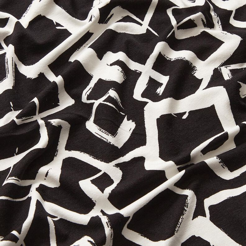 Viscosejersey verspreide diamanten – zwart/ivoor,  image number 2