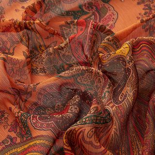 Crêpe chiffon Paisleymotief – terracotta, 