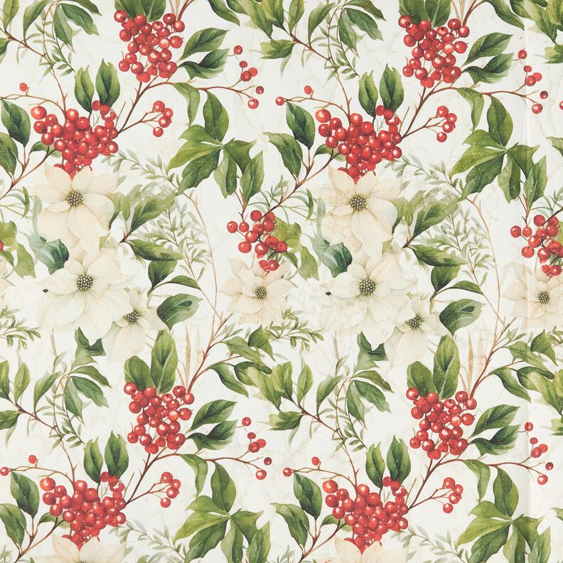 Decostof Jacquard Lurex Winterbes – natuur/goud,  image number 1