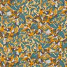 Viscosestof abstracte bloemenzee – blauwe spar/currygeel,  thumbnail number 1