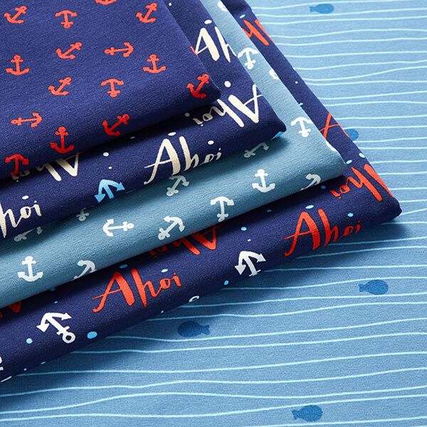 Katoenjersey Ahoi – marineblauw/vuurrood, image number 5