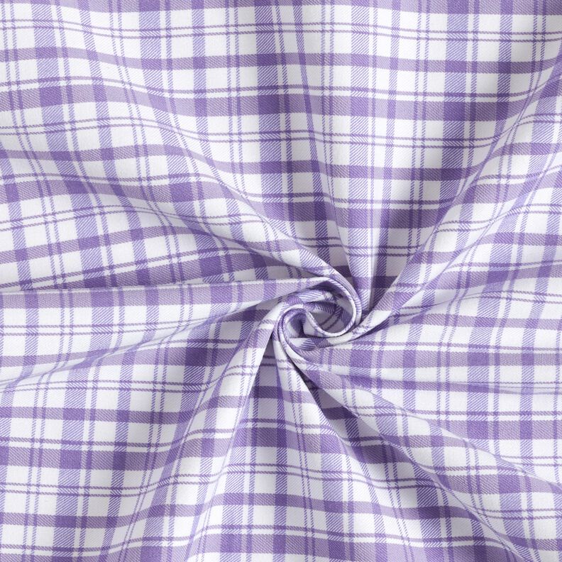Katoenen stretch ruit – wit/lavendel,  image number 4
