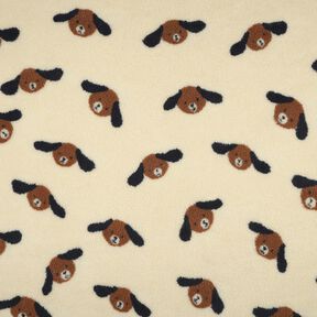 Teddy pluche Hondenkoppen | Poppy Fabrics – lichtbeige/zwartbruin, 