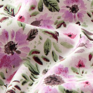 Katoenpopeline bloemenzee – pastelviolet/wit, 
