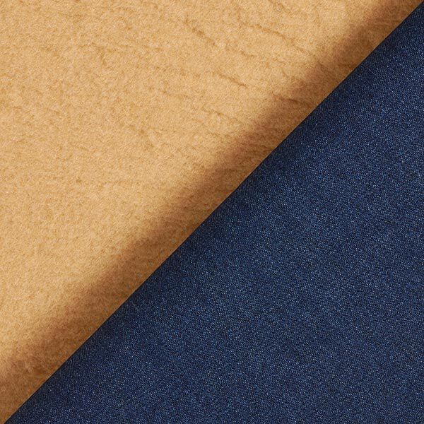 Vaste stof met denim-look en fleece aan de achterkant – marineblauw/beige,  image number 1