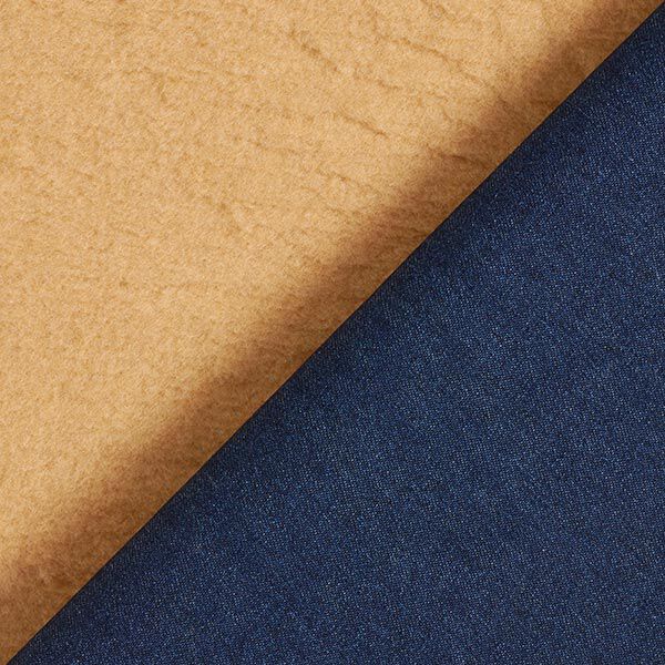 Vaste stof met denim-look en fleece aan de achterkant – marineblauw/beige, image number 1