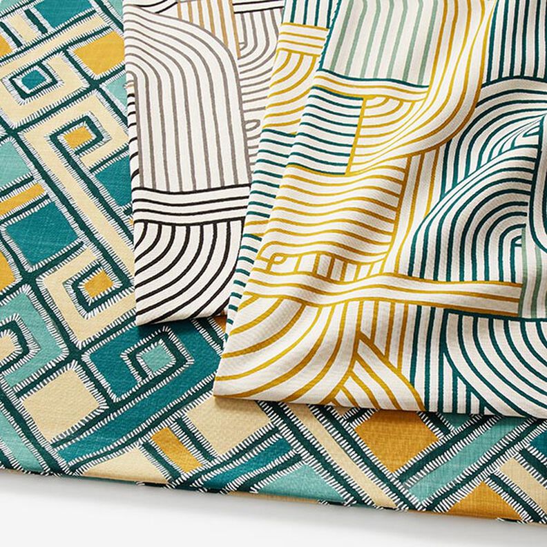 Decostof Half panama abstracte bogen – zwart,  image number 5
