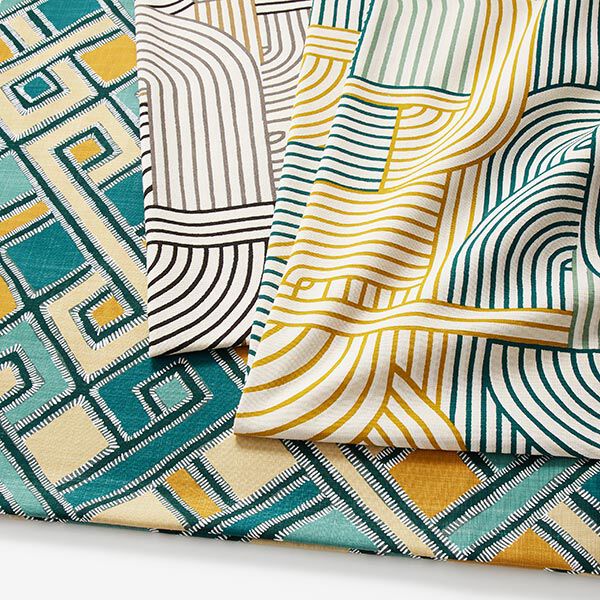 Decostof Half panama abstracte bogen – zwart,  image number 5