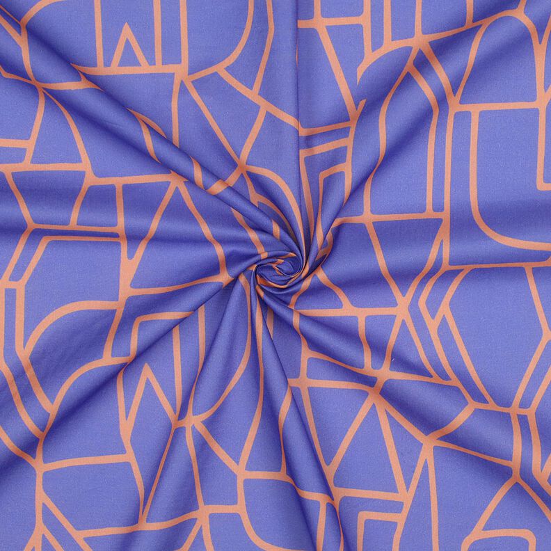 Katoen voile Town | Nerida Hansen – blauwlila/perzik sinaasappel,  image number 3