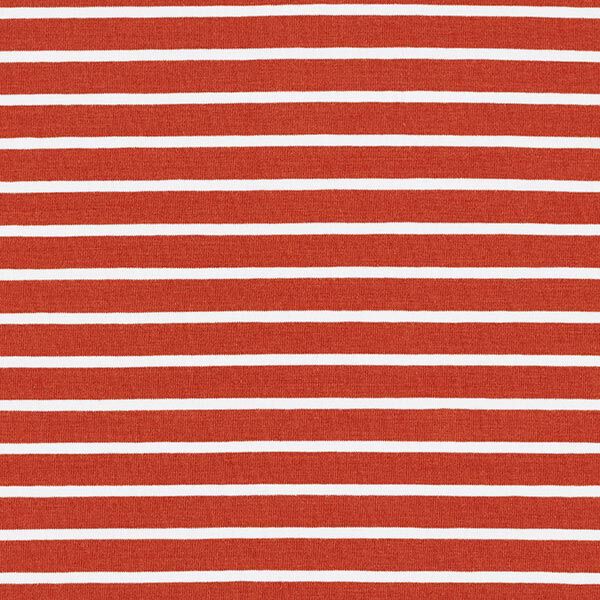 GOTS katoenjersey strip | Albstoffe – terracotta/wit, image number 1