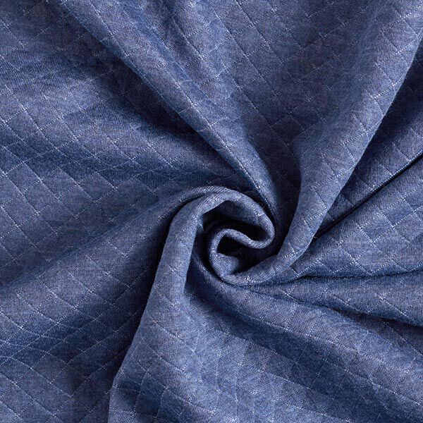 Doorgestikte stof ruiten gemêleerd – jeansblauw,  image number 1