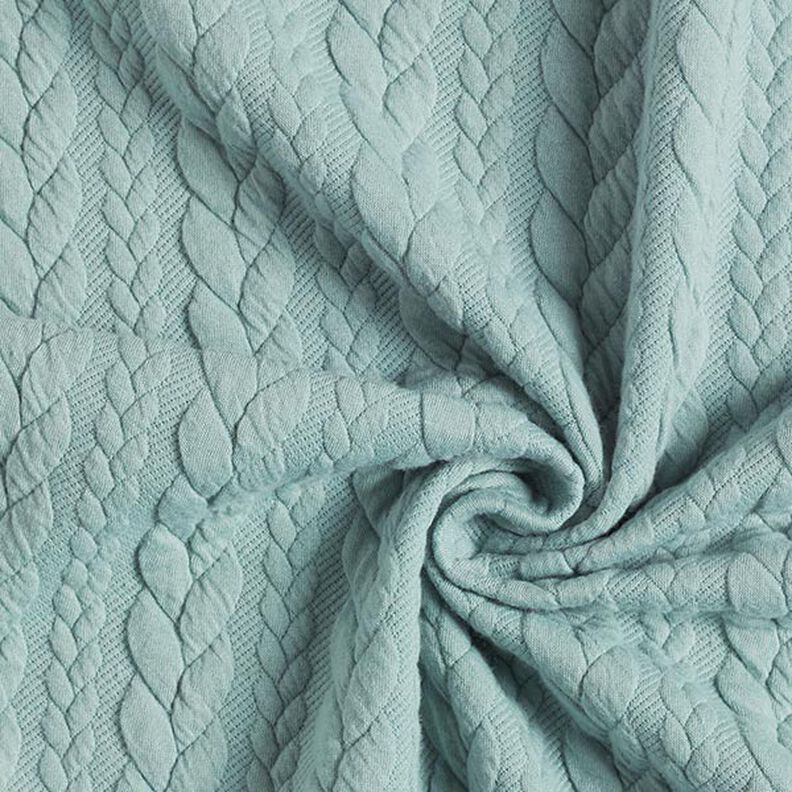 Jerseyjacquard cloqué kabelsteekpatroon – mint,  image number 3
