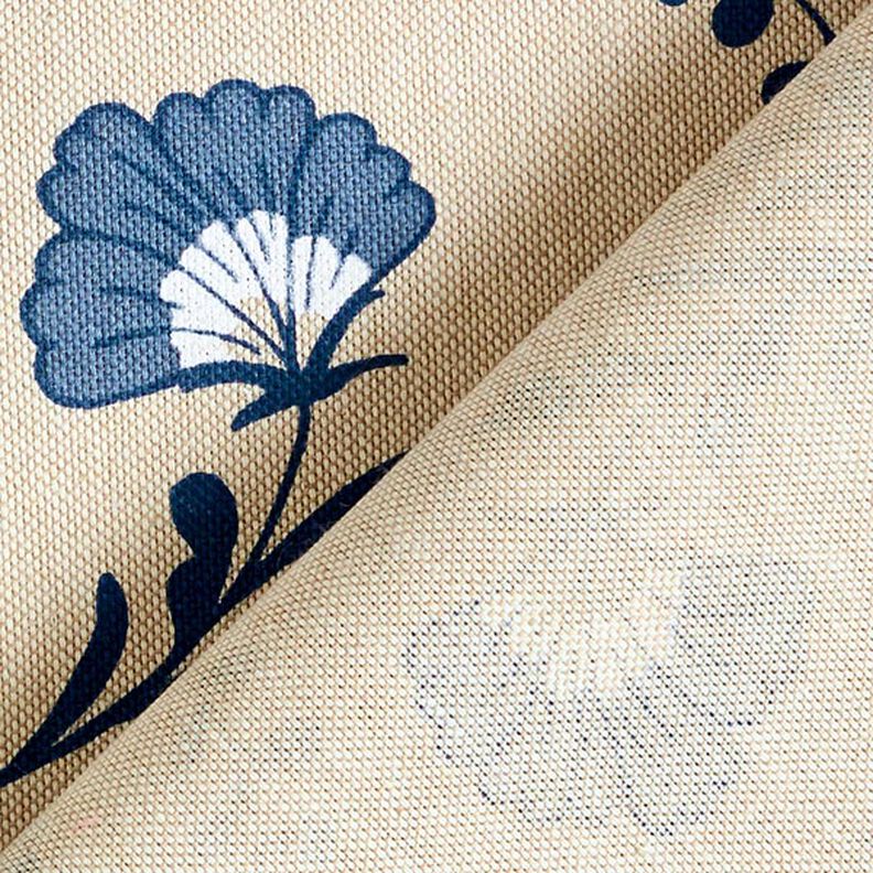 Decostof Half panama Bloemetjes – natuur/oceaanblauw, image number 4