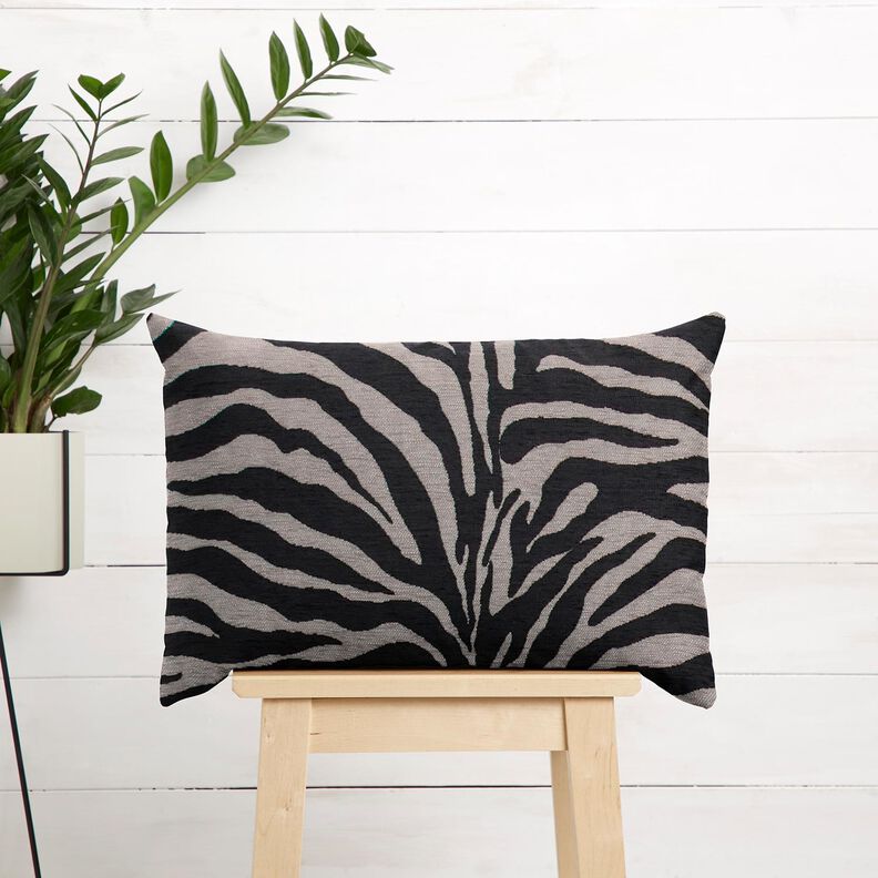 Bekledingsstof Jacquard Zebra – zwart/grijs, image number 9