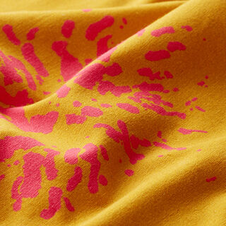 GOTS Katoenjersey Vlierbloesem | Tula – currygeel/intens roze, 